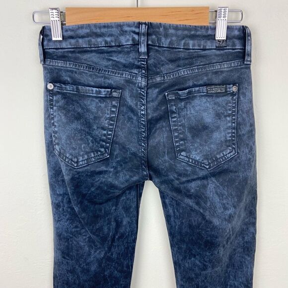 7 For All Mankind Black Acid Wash Skinny Jeans - Picture 6 of 7